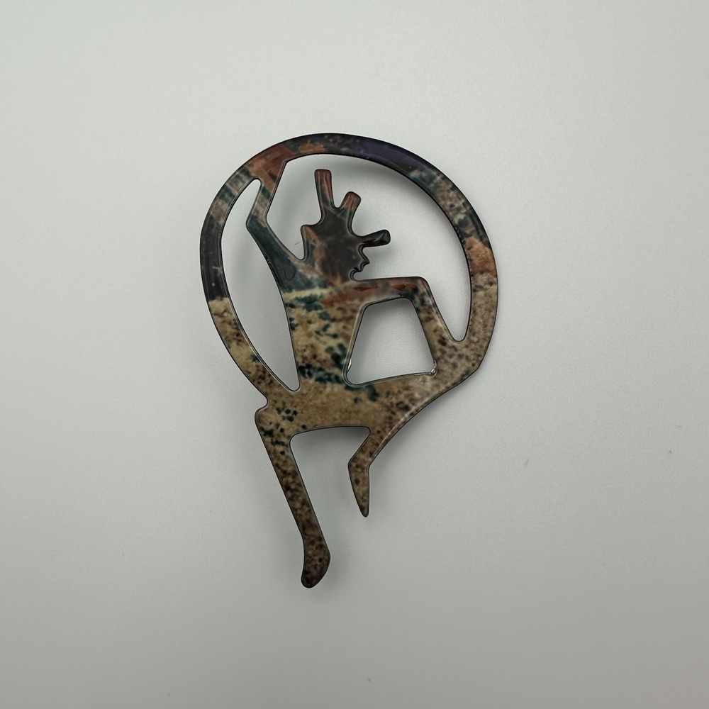 Kokopelli Figure Brooch Pin Native American Culture Mythology Fertility Enamel